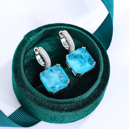 KissICON Blue KissIcon Emerald Paraiba Stud Earrings - Sparkling Jewelry