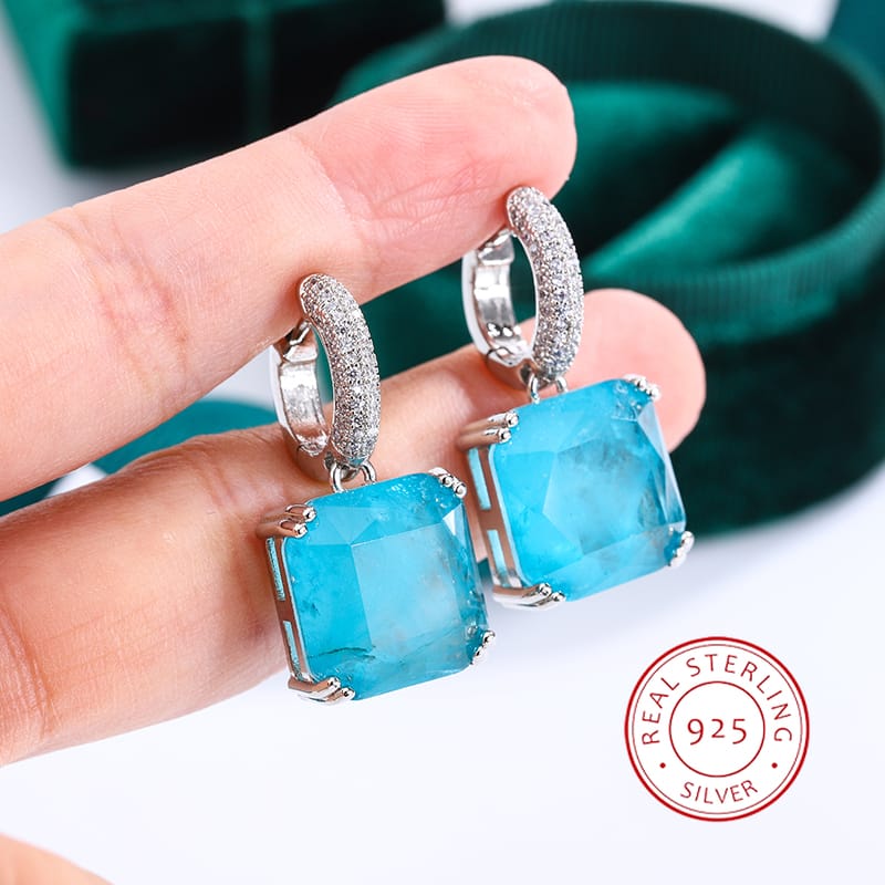 KissICON Blue KissIcon Emerald Paraiba Stud Earrings - Sparkling Jewelry