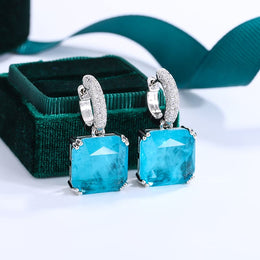 KissICON Blue KissIcon Emerald Paraiba Stud Earrings - Sparkling Jewelry