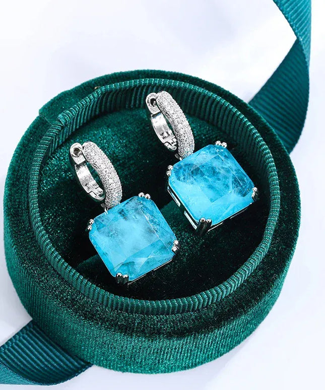KissICON Blue KissIcon Emerald Paraiba Stud Earrings - Sparkling Jewelry