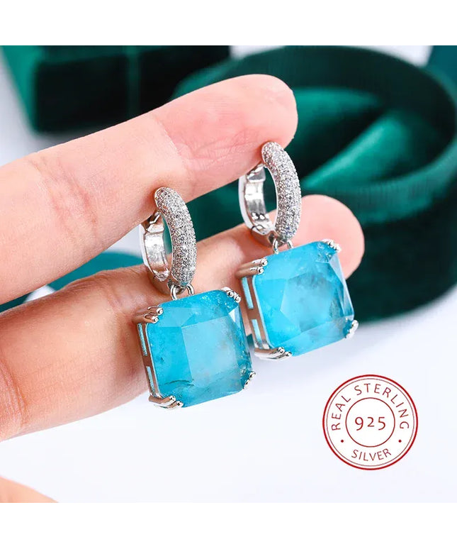 KissICON Blue KissIcon Emerald Paraiba Stud Earrings - Sparkling Jewelry