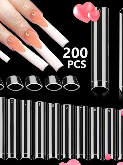 KissICON Blue KissIcon Short Almond Nail Tips Clear Gel Press