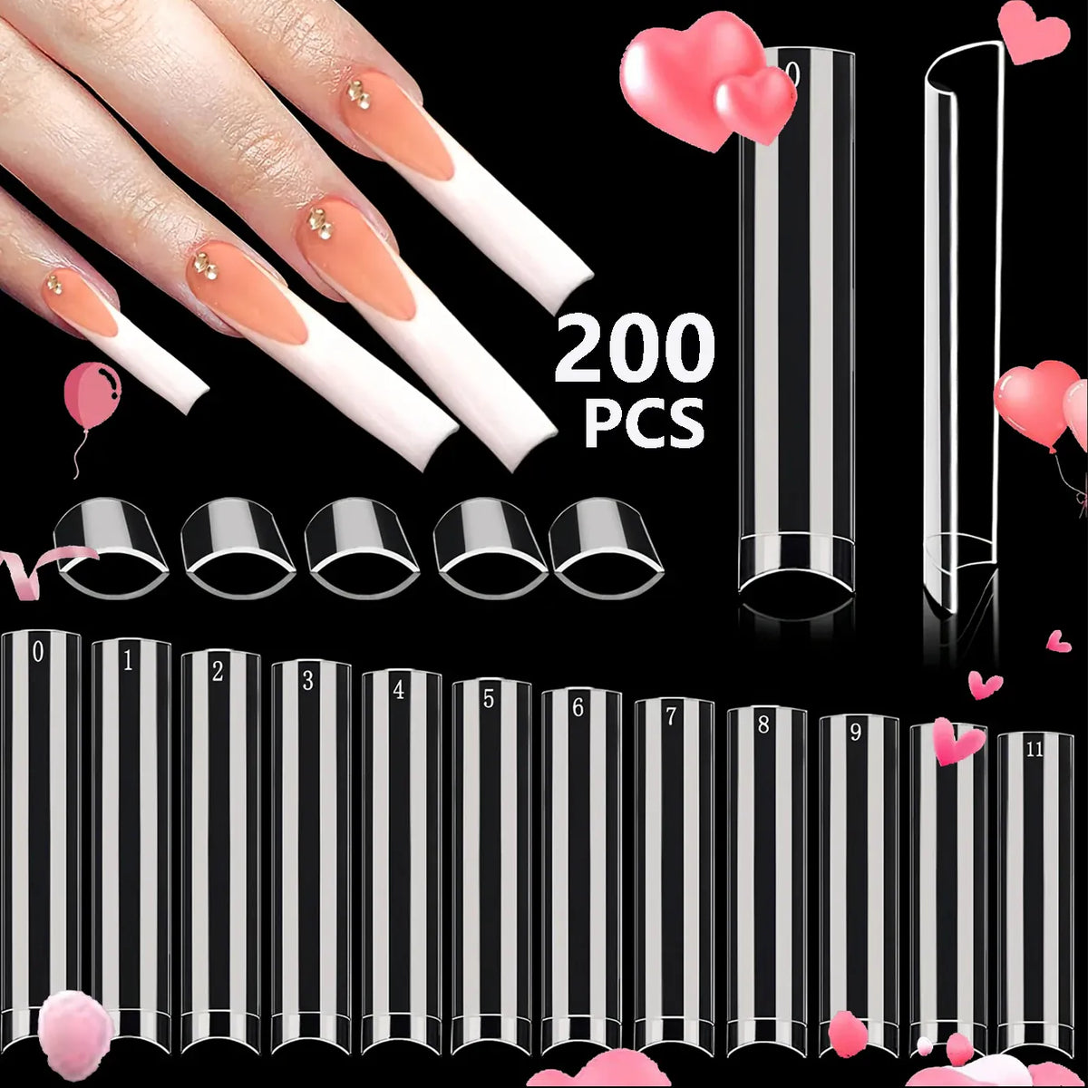 KissICON Blue KissIcon Short Almond Nail Tips Clear Gel Press