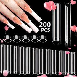 KissICON Blue KissIcon Short Almond Nail Tips Clear Gel Press