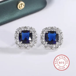 Dropshipman Blue KissIcon Silver Earrings For Women Blue Zircon - Sparkling