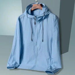 KissICON Blue / L For 170CM 60Kg 2025 Quick Dry Sun Protection Hooded Windbreaker Jacket