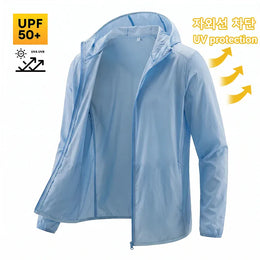 KissICON Blue / L Mens Breathable UV Protection Summer Cycling Hooded Jacket