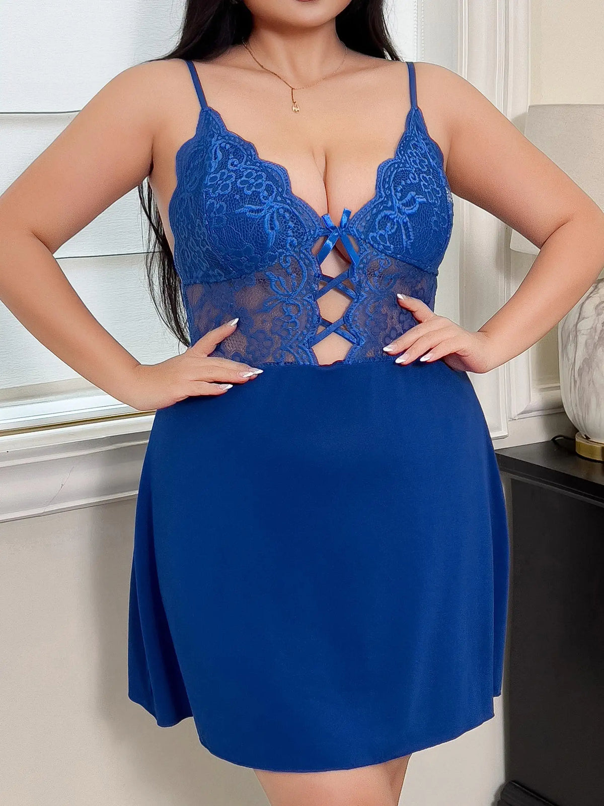 KissICON Blue Lace Curve Doll Lingerie – Women's XL 5XL
