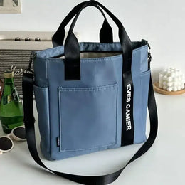 Dropshipman Blue New Casual Tote Large Capacity Shoulder Bag Nylon Waterproof Canvas Handbag Simple Fashion Messenger Bags For Schoolgirl