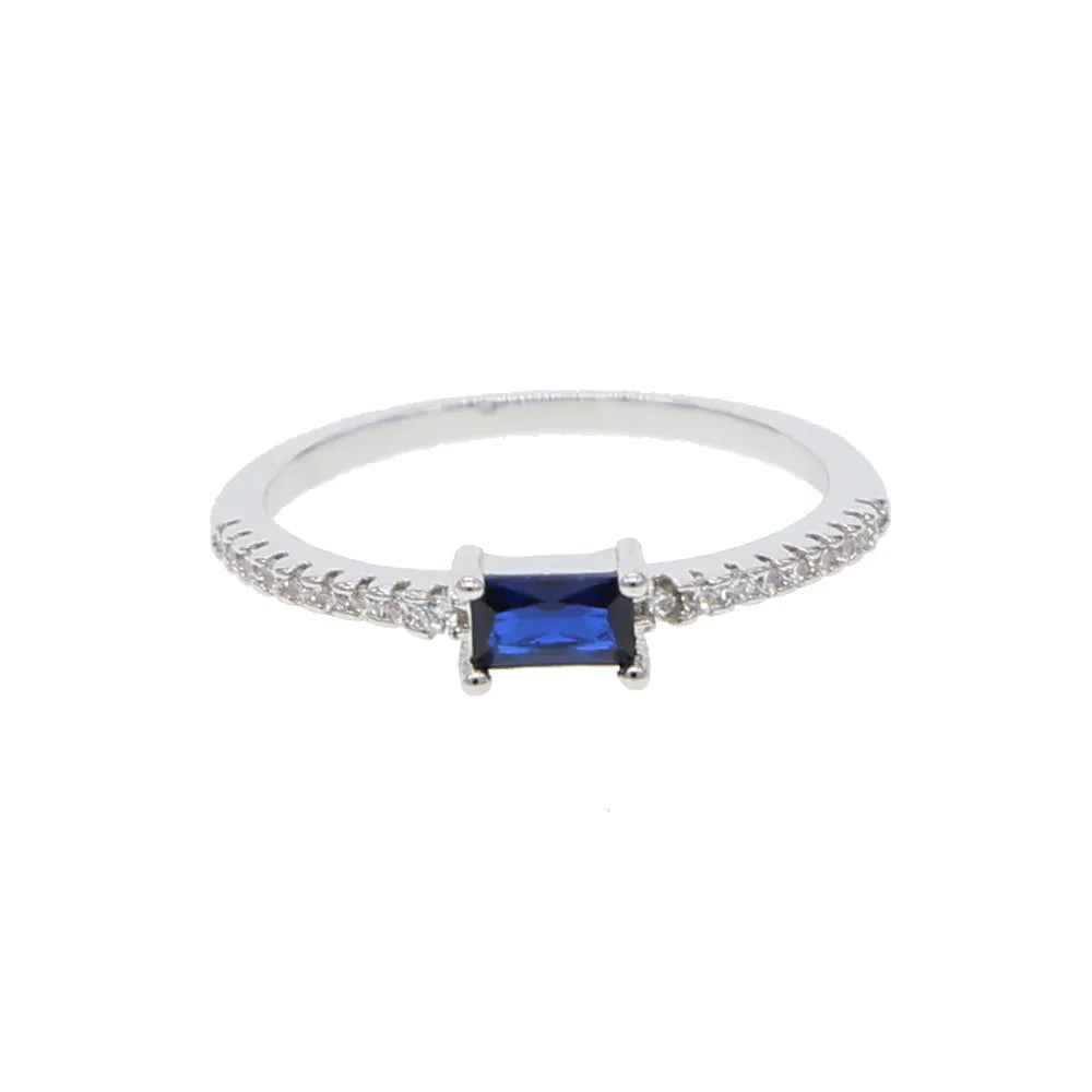 KissICON Blue / Platinum Plated / 7 Kissicon Birthstone Ring – Colorful Zirconia Gift