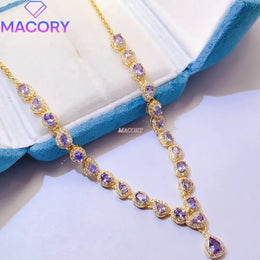 KissICON Blue / Silver Plated / 45cm Natural Tanzanite Necklace S925 Sterling Silver Luxury Women's Jewellery Accessory Exquisite Clavicle Chain Holiday Gift
