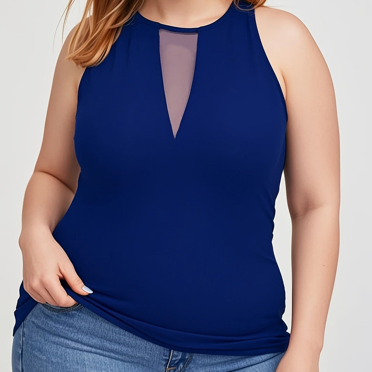 KissICON Blue / UK 16 Plus Size Women's High Elastic Breathable Sleeveless Vest
