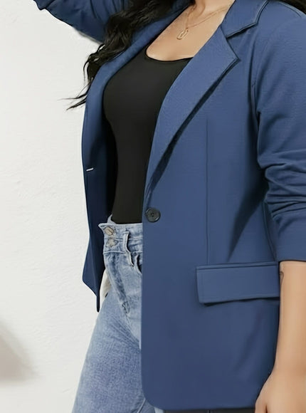 KissICON Blue / UK 18 Curve Black Tailored Blazer – Wrinkleresistant Machinewashable
