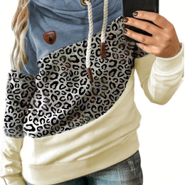jkthpu-45 Blue / UK 18 Plus Size Leopard Print Hoodie - Ultra-Comfortable Casual