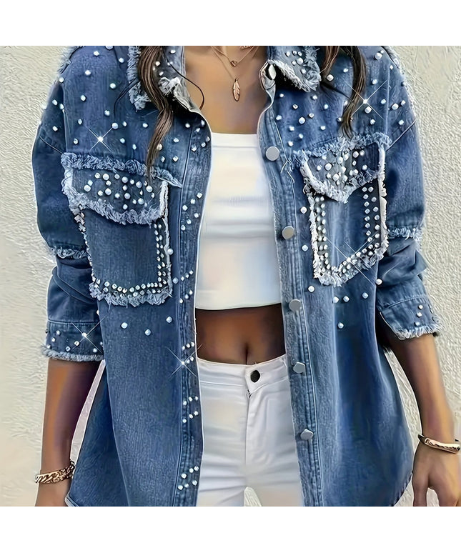 jkthpu-45 Blue / UK 18 PlusSize Cozy Bubble Denim Shirt Jacket
