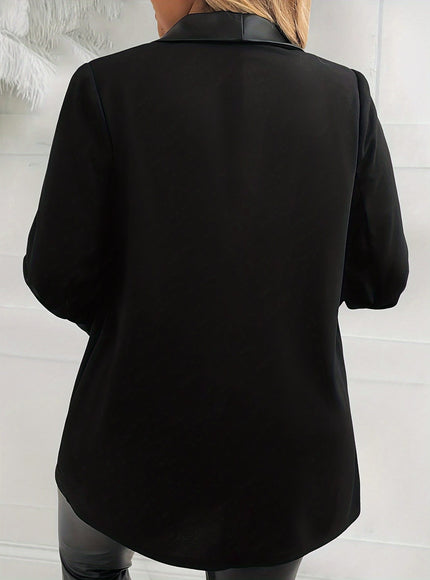 KissICON Blue / UK 22 Elegant Curve Shawl Collar Blazer