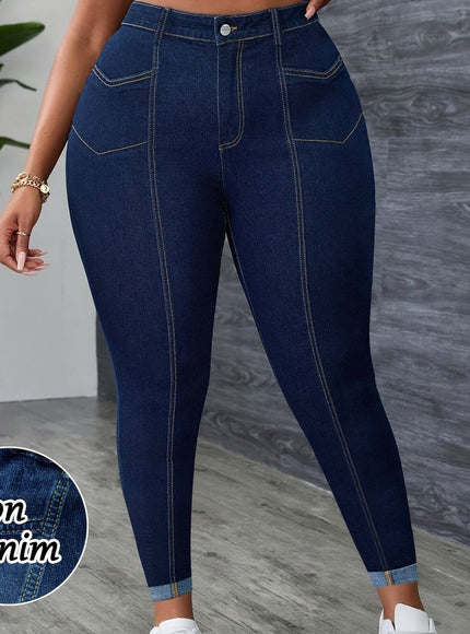 jkthpu-45 Blue / UK 26 【imitation denim】Plus Size - [imitation Faux Denim]Plus Size