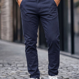 KissICON Blue / UK 32 Mens WrinkleFree Loose Fit Summer Stretch Dress Pants