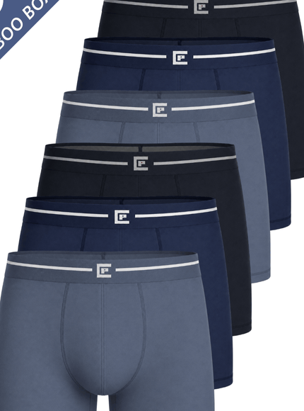 KissICON Blue / UK M Soft Bamboo Boxers 6Pack Mens Breathable MoistureWicking Comfort