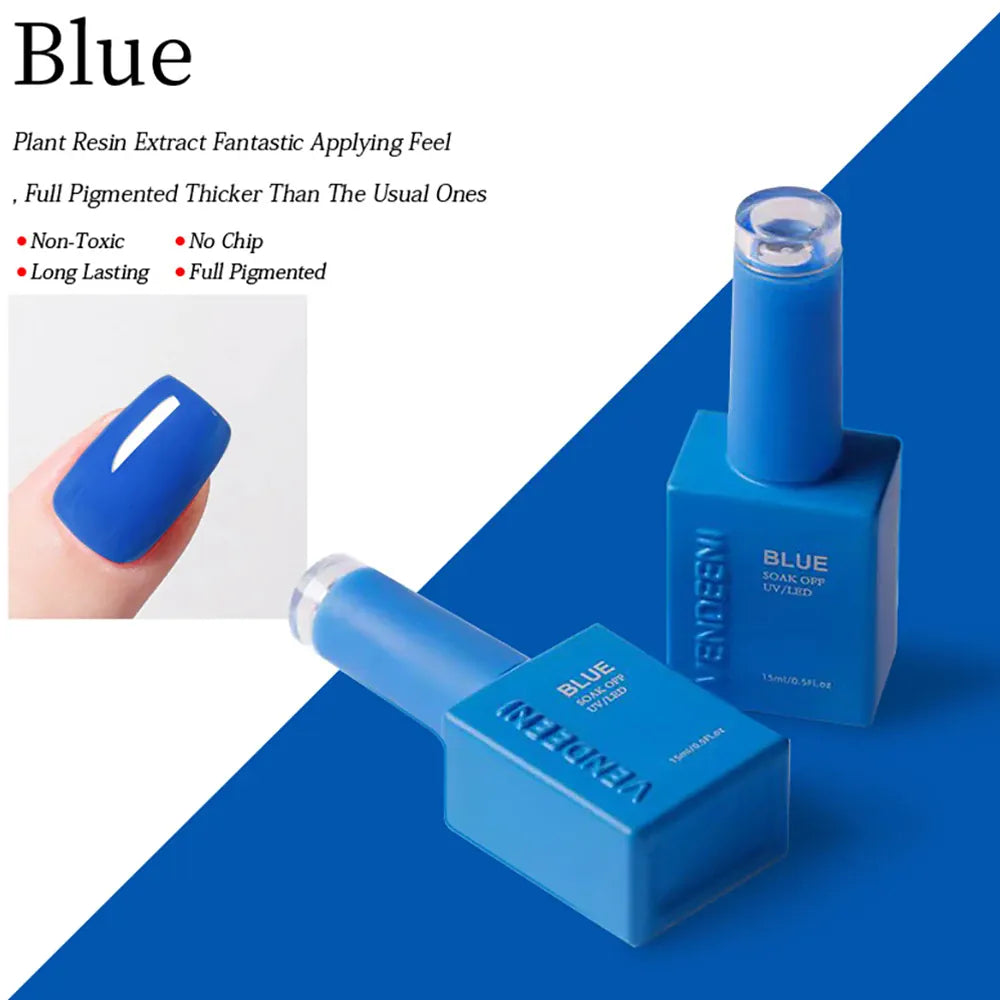 KissICON Blue Vendeeni Gel Polish 15ml Soak Off UV LED