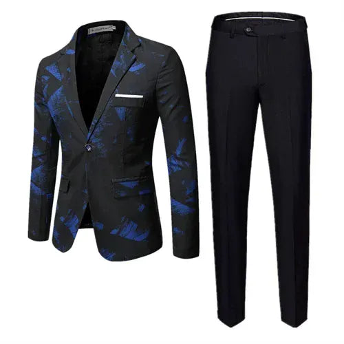 KissICON Blue / XL 2026 New Men Business Social Suit 2 Piece Set Red / Blue Fashion Men's Ball Party Slim Fit Blazers Jacket and Pants