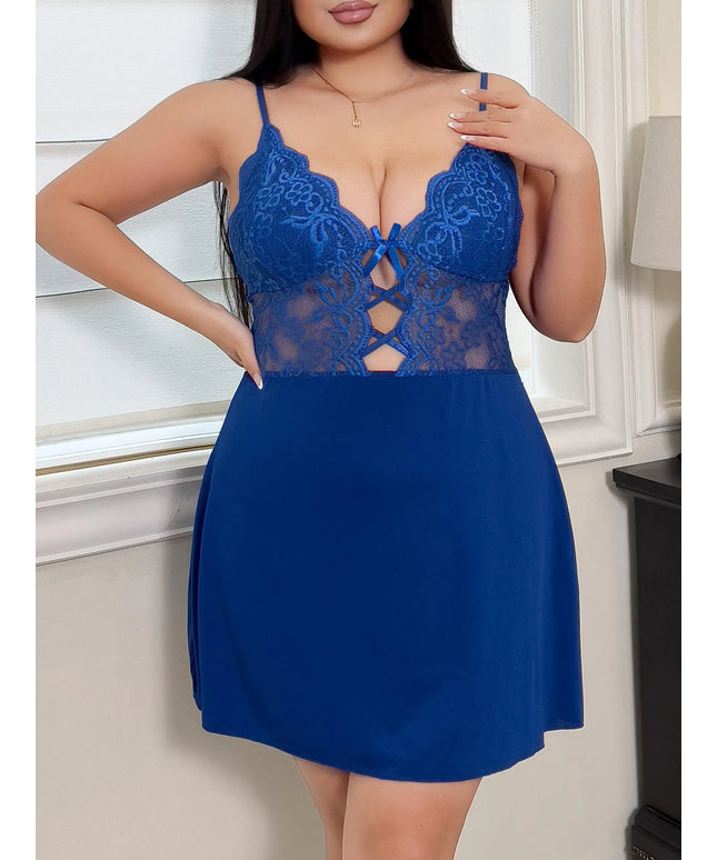 KissICON Blue / XL Blue Lace Curve Doll Lingerie – Women's XL 5XL