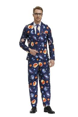 KissICON Blue / XL Halloween Men 60s 70s Retro Hippie Peace and Love Cosplay Costume Flower Power Disco Carnival Party Suit Coat T Shirt Pant Tie