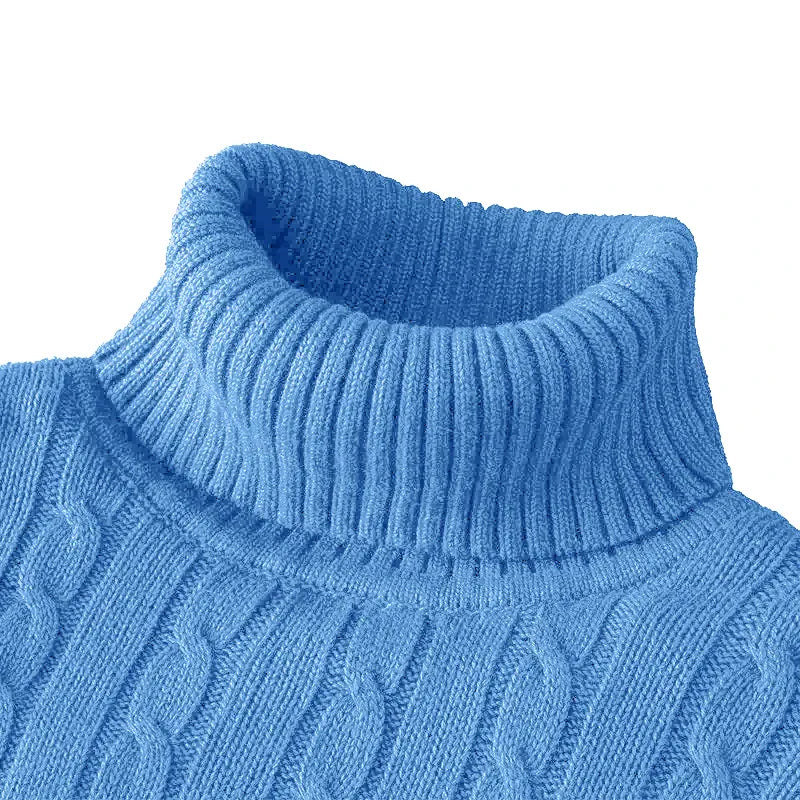 KissICON Blue / XL Mens Slim Fit Turtleneck Heavyweight Knitted Pullover Sweater