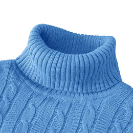 KissICON Blue / XL Mens Slim Fit Turtleneck Heavyweight Knitted Pullover Sweater