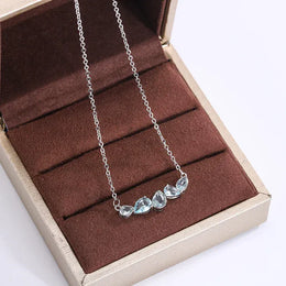 KissICON Blue Zircon Pendant Necklace 925 Sterling Silver For Women