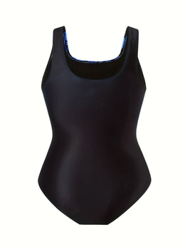 KissICON Blueblack Leaf Print Onepiece Swimsuit – Visor
