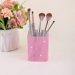 jkthpu-45 Blush Pink Diamond Studded Cosmetic Makeup Stationery Organizer Box