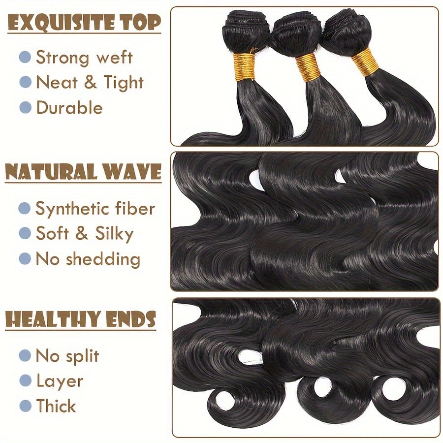 KissICON 💋 Body Wave 3 Bundles Black 20 22