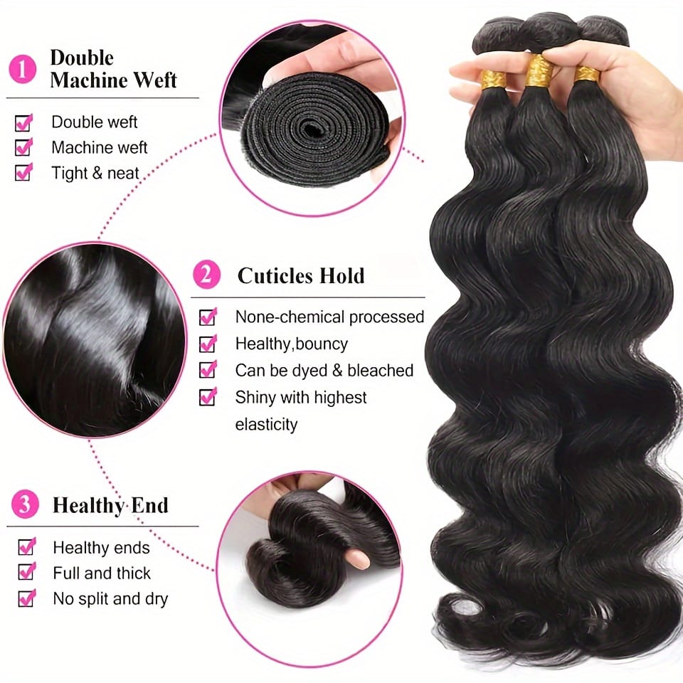 KissICON Body Wave Bundles Human Hair Brazilian Virgin