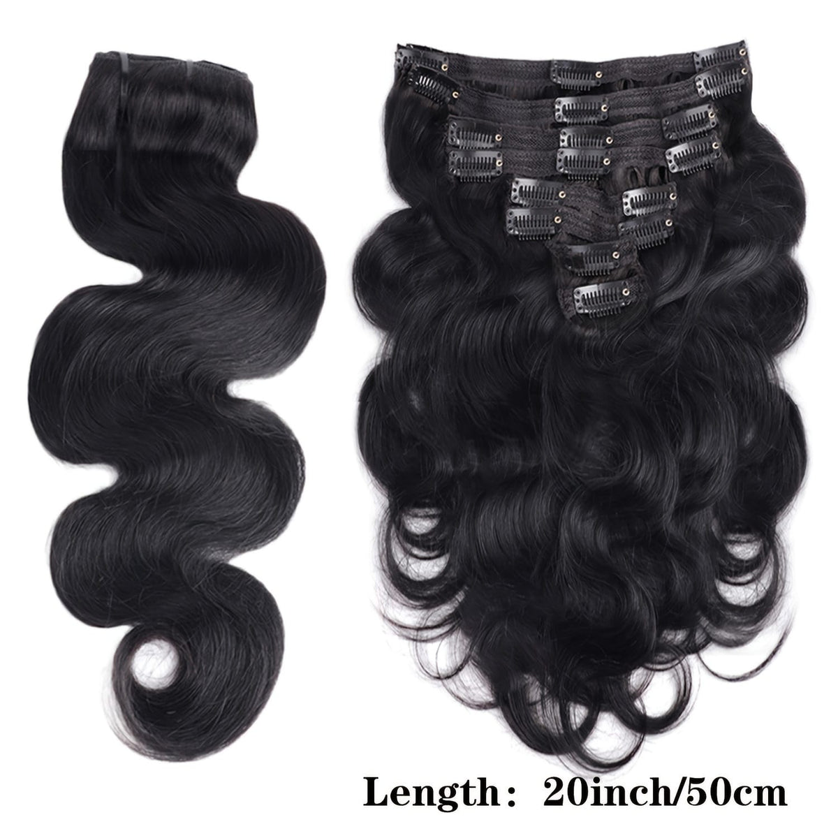 KissICON Body Wave Clip In Hair Extensions 18 Inch