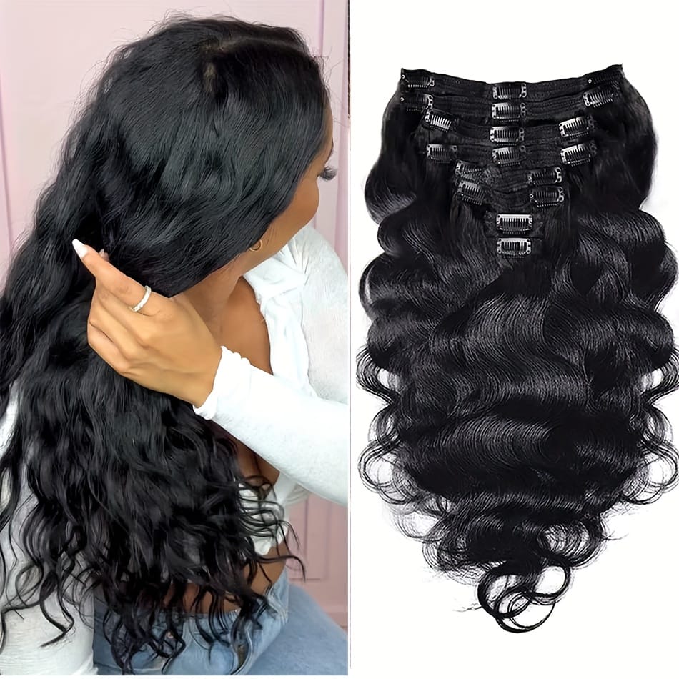 KissICON Body Wave Clip In Hair Extensions 18 Inch