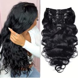 KissICON Body Wave Clip In Hair Extensions 18 Inch