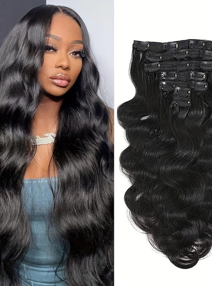 KissICON Body Wave Clip In Hair Extensions 18 Inch