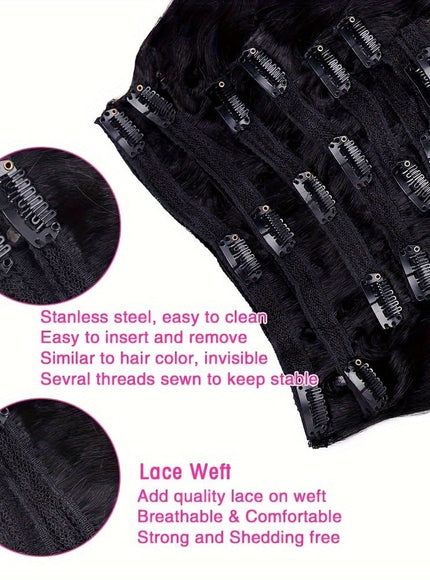 KissICON Body Wave Clip In Hair Extensions 18 Inch