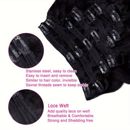 KissICON Body Wave Clip In Hair Extensions 18 Inch