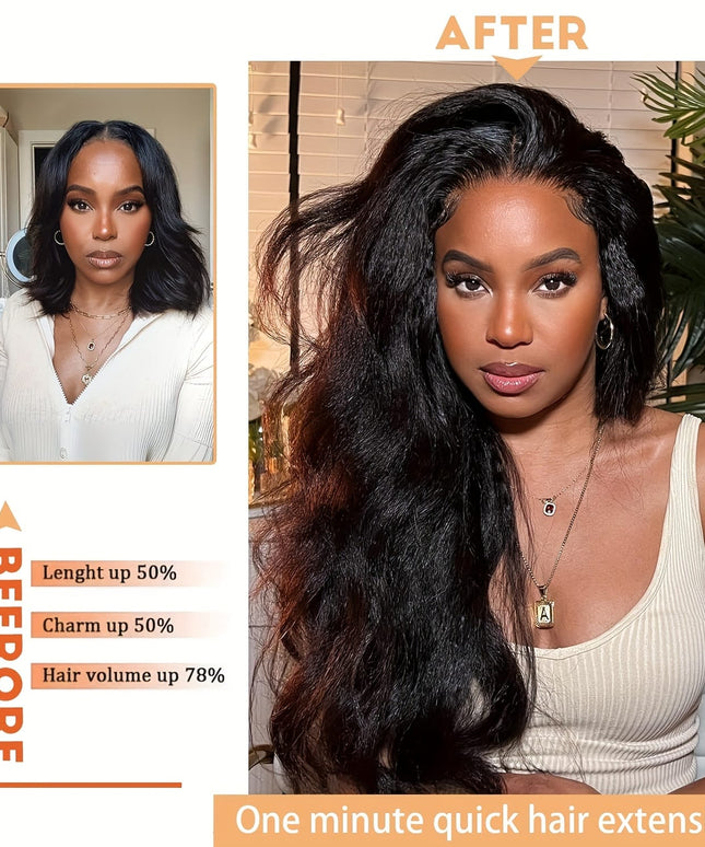 KissICON Body Wave Clip In Hair Extensions 18 Inch