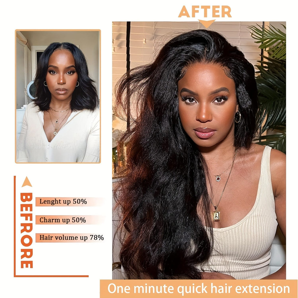 KissICON Body Wave Clip In Hair Extensions 18 Inch
