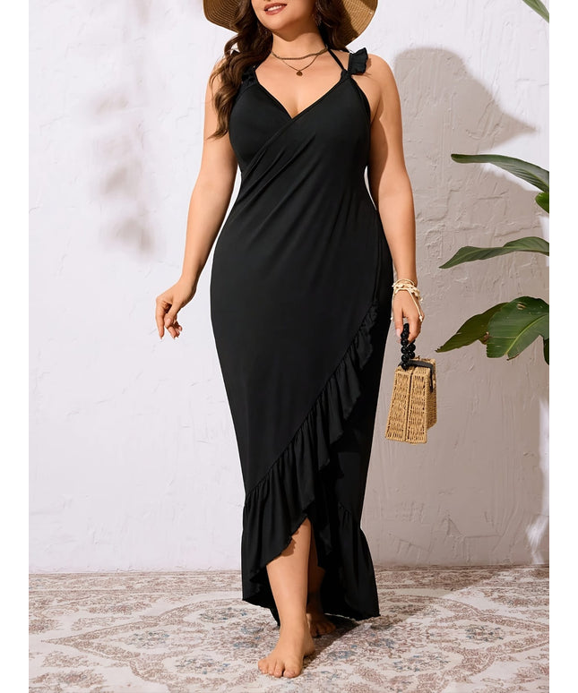 KissICON Boho Curve Scalloped Patchwork Beach Coverup