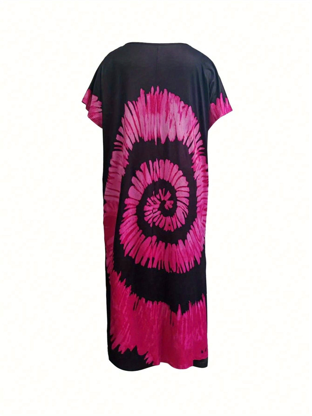 KissICON Boho Curve Tiedye V-Neck Beach Maxi Coverup