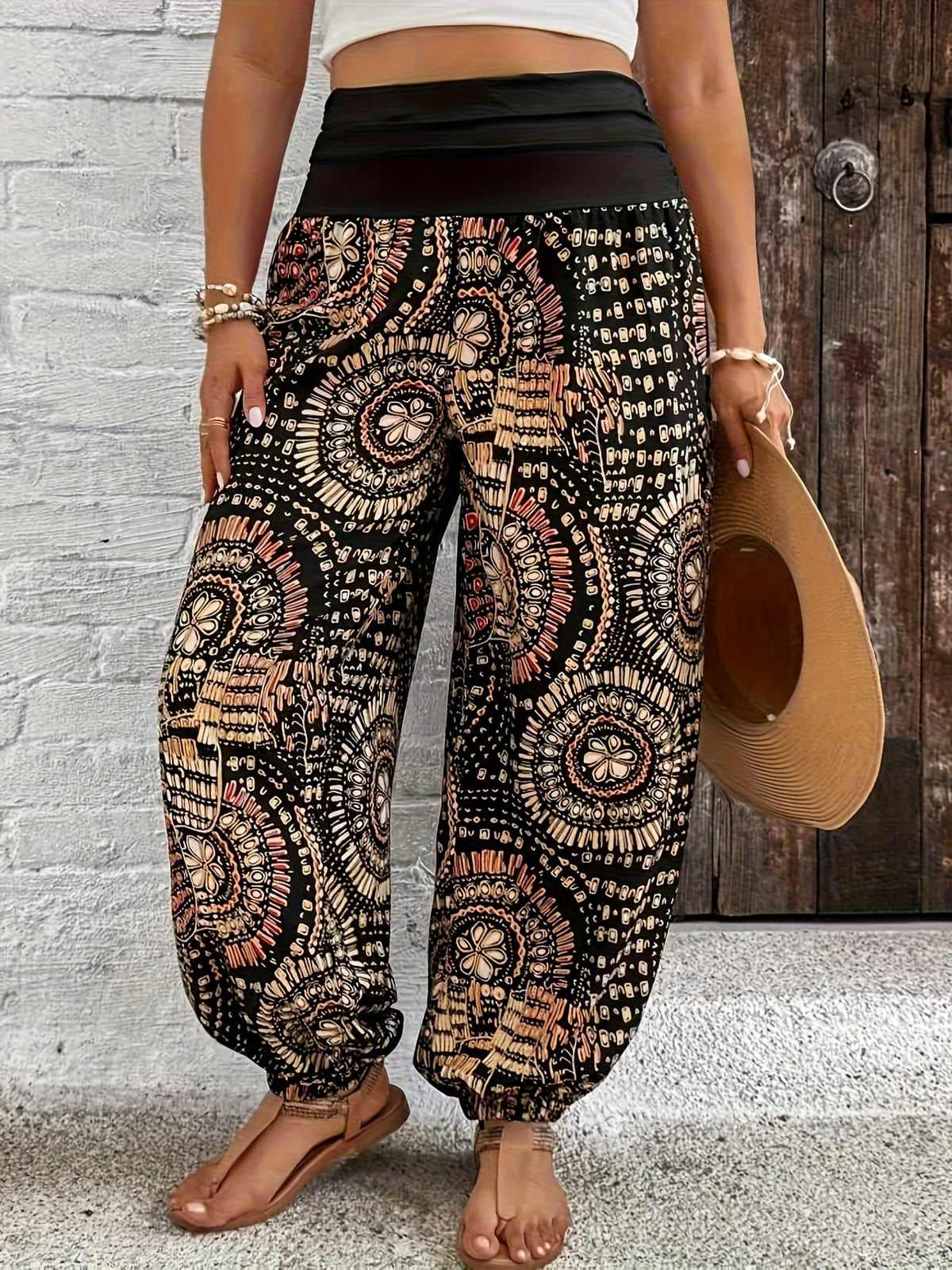 jkthpu-45 Boho Plus Size WideLeg Harem Pants  AllSeason Comfort