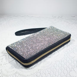 jkthpu-45 Bold Black Encrusted Luxury Clutch Wallet Opulent Large  Divine