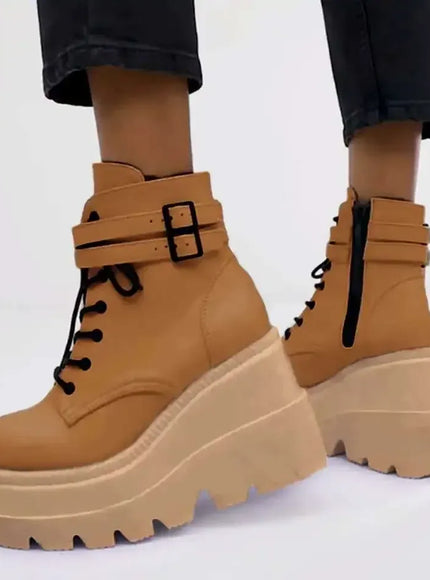 KissICON Botas Women Motorcycle Winter Buckle Ankel Boots Women