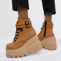 KissICON Botas Women Motorcycle Winter Buckle Ankel Boots Women