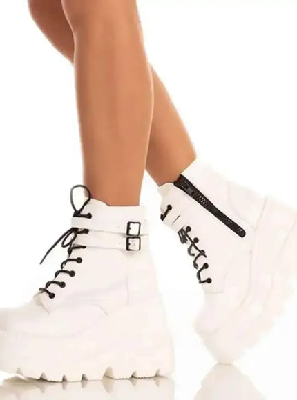 KissICON Botas Women Motorcycle Winter Buckle Ankel Boots Women