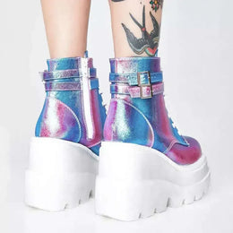 KissICON Botas Women Motorcycle Winter Buckle Ankel Boots Women